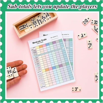 2 Pack 120 Sheets Mexican Train Score Pads Colorful Chicken Foot Dominoes Game - Image 6