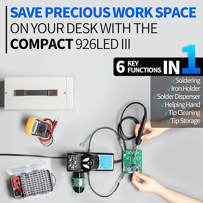 YIHUA 926 III 60W Digital Display Soldering Iron Station Kit w 2 Helping Hands - Image 3
