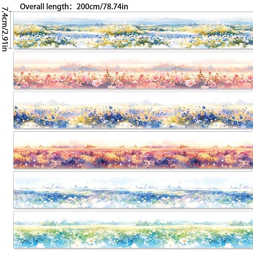 6Rolls Colorful Natural Scenery Washi Tape Set Scrapbook Supplies Spring Floral - Image 2