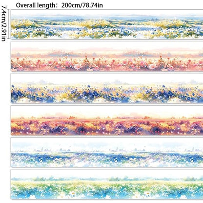 6Rolls Colorful Natural Scenery Washi Tape Set Scrapbook Supplies Spring Floral - Image 2