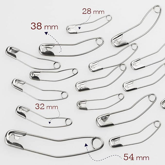 160 Pack Curved Safety Pins for Quilting Basting Pins 28mm 32mm 38mm 54mm - Image 6