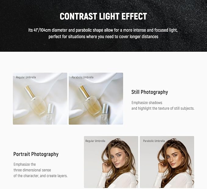 NEEWER 41"/104cm Parabolic Reflective Umbrella Photography - Image 3