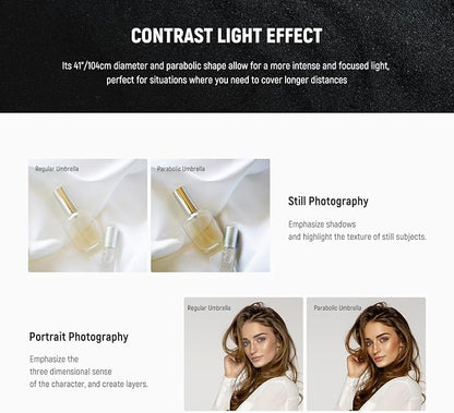 NEEWER 41"/104cm Parabolic Reflective Umbrella Photography - Image 3