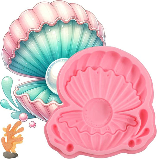 1 Pcs Pearl Shell Cake Decoration Silicone Mold, Cute Ocean Theme Candy Fondant by IKOJING