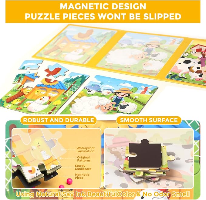 Magnetic Puzzles for Toddlers 1-3, 3 in 1 Kids Fun Farm Jigsaw Puzzle, Children - Image 5