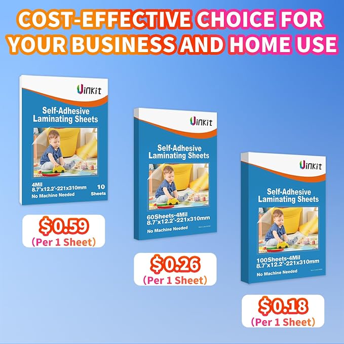 Uinkit 4Mil Thicker Single-Sided Self-Adhesive Laminating Sheets, Office & Home - Image 4