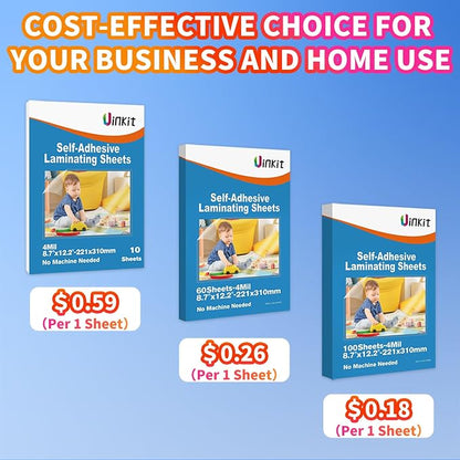 Uinkit 4Mil Thicker Single-Sided Self-Adhesive Laminating Sheets, Office & Home - Image 4