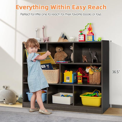 KOTEK Toy Storage Organizer, 8 Cubby Kids Bookshelf, Wooden 4-Tier Bookcase - Image 2