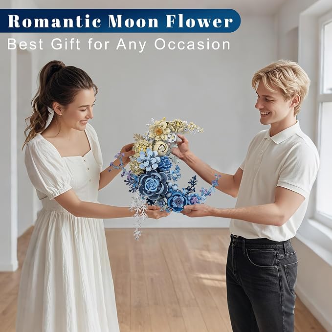 Blue Moon Flower Building Set, Botanical Collection Crescent-Shaped Artificial - Image 7
