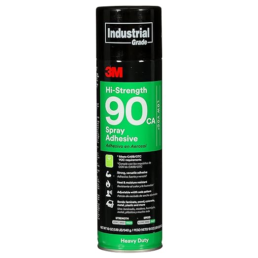 3M Hi-Strength 90 CA Spray Adhesive, Low VOC, Bonds Laminate, Net Wt 19 oz by 3MIndustrial