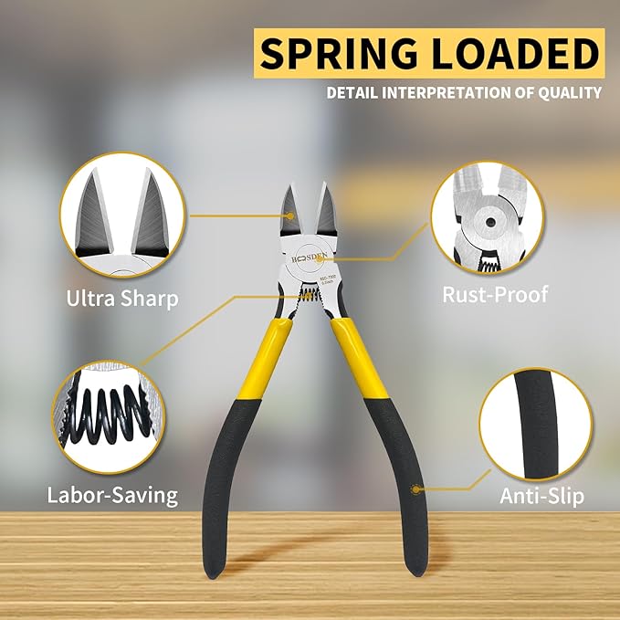 Wire Cutters, 6 Pack, BOOSDEN 6.5" Flush Cutters Spring Loaded Pliers Side - Image 3