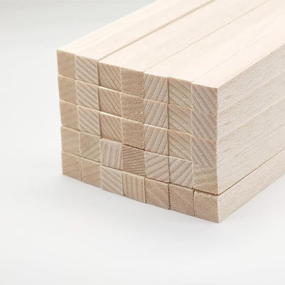 Balsa Wood Sticks, Square Wooden Dowels, Unfinished Hardwood Sticks by BARSHASPACE