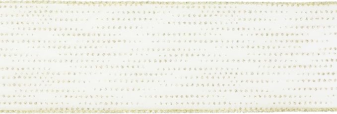 MEEDEE Glitter Gold Wired Ribbon 2.5 Inch Horizontal Stripes Polka Dot - Image 8