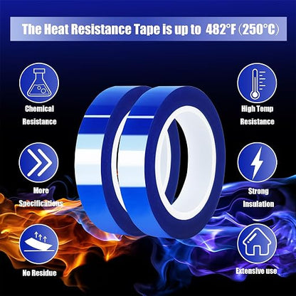 2 Rolls 10mm x16m Blue Heat Tape High Temperature Heat Resistant Tape Heat - Image 6