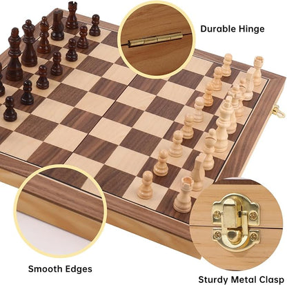 Wooden Chess Set with Folding Board - Image 2