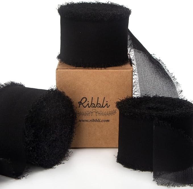 Ribbli Black Chiffon Ribbon by Ribbli