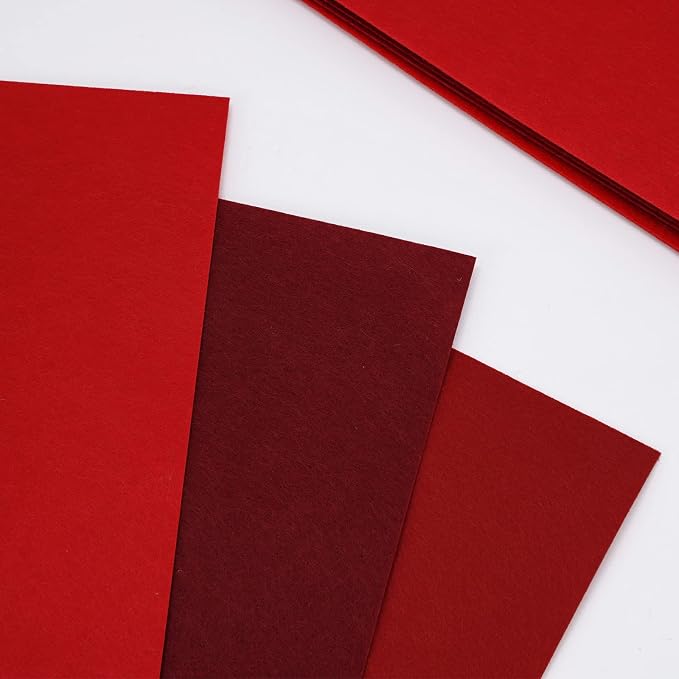 Whaline 18Pcs Felt Fabric Sheets Soft Thick Assorted Red Craft Felt Pack - Image 4
