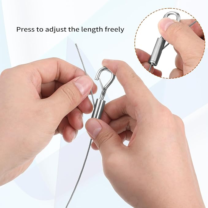 2 Pcs Heavy Duty Picture Hanging Wire Kit Adjustable Stainless Steel Wire Rope - Image 5
