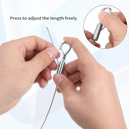 2 Pcs Heavy Duty Picture Hanging Wire Kit Adjustable Stainless Steel Wire Rope - Image 5