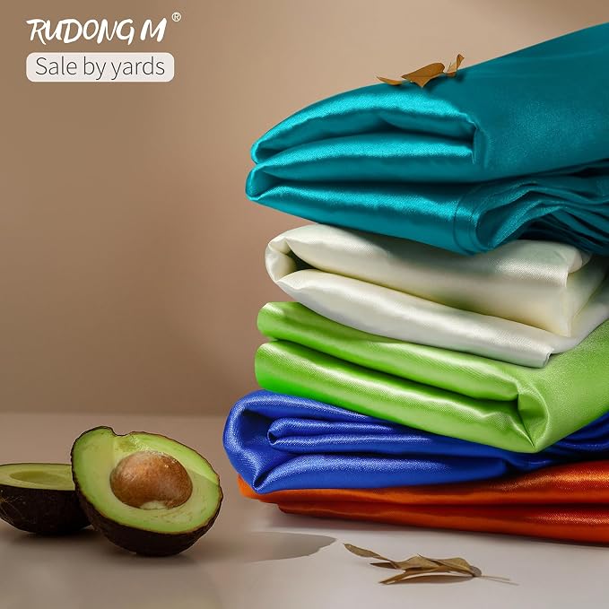RUDONG M Teal Satin Fabric by The Yard, 5 Yard x 60 Inch Wide Silky Charmeuse - Image 3