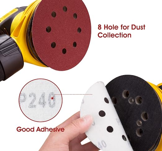 S SATC 150PCS 5 Inch 8 Holes Dustless Hook and Loop Sanding Discs, 240 Grit - Image 4