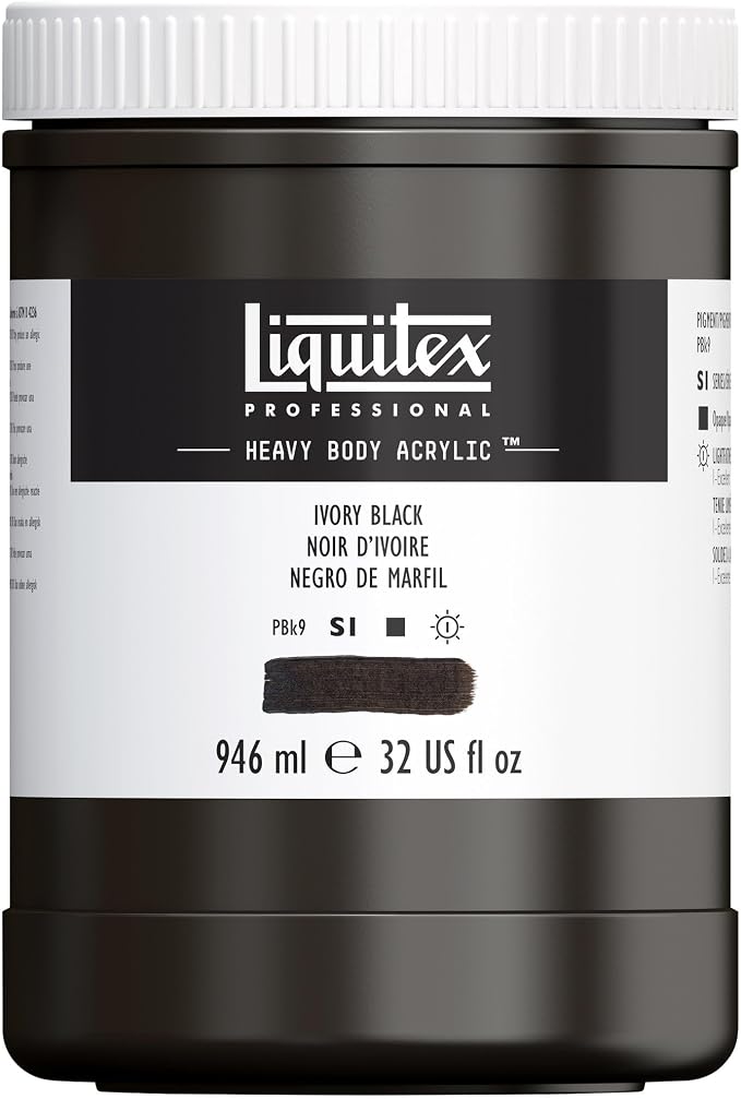 Liquitex Professional Heavy Body Acrylic Paint, 32-oz Pot, Ivory Black by Liquitex