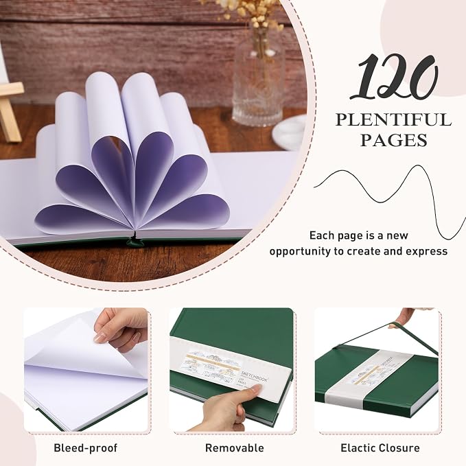 Moinchore Back to School Gifts Square Sketchbook 8 x 8 Inch Hardcover Art - Image 4