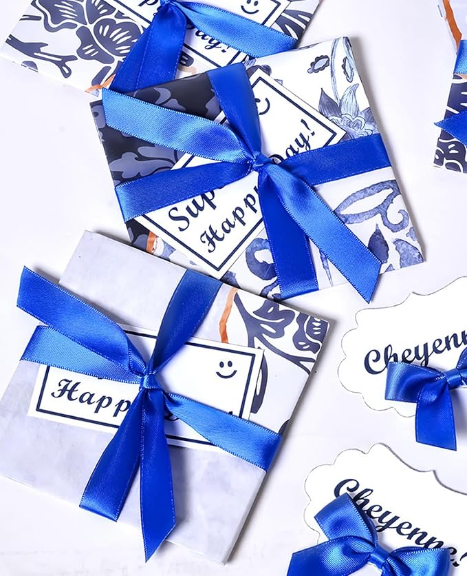 5/8" x 100 Yards Royal Blue Polyester Satin Ribbon Single Faced Bulk Fabric - Image 7