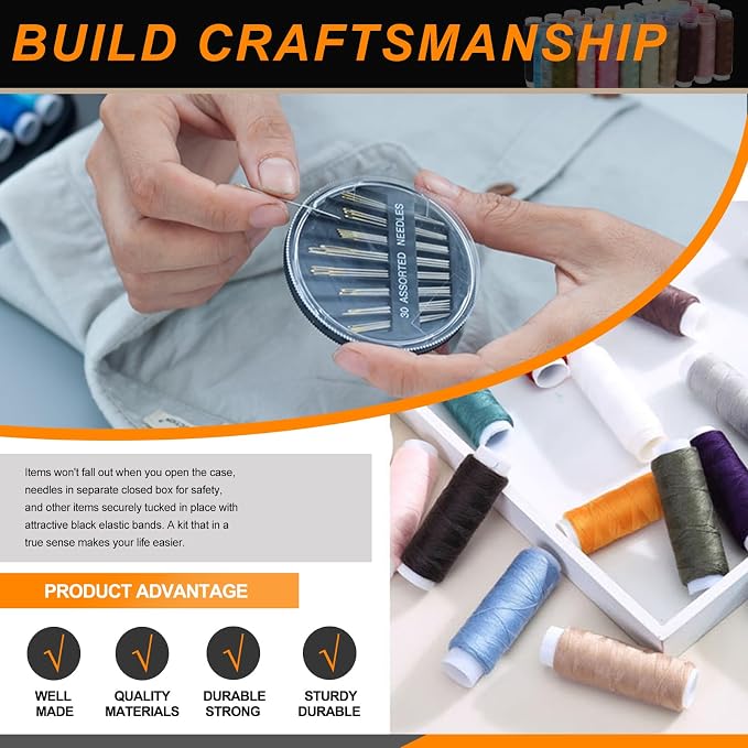 Rustark 217Pcs Sewing Kit with Portable Bag, Premium Sewing Supplies Kit - Image 6