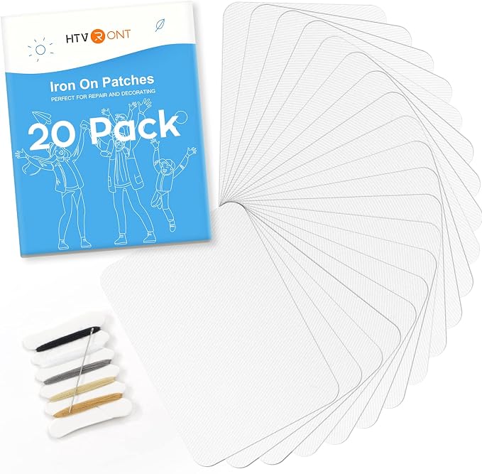 HTVRONT Iron on Patches for Clothing Repair, 20 Pieces White Sublimation Patch by HTVRONT