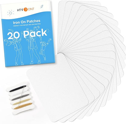 HTVRONT Iron on Patches for Clothing Repair, 20 Pieces White Sublimation Patch by HTVRONT