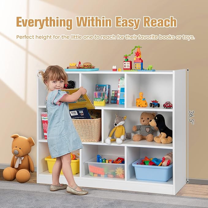 Toy Storage Organizer, 3-Tier Kids Bookshelf, 8 Cube Kids' Bookcases, Cabinets - Image 6