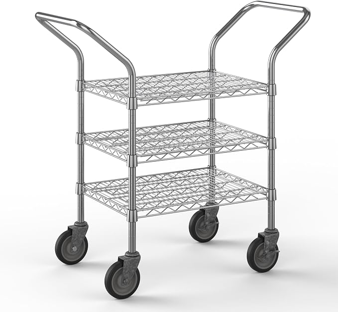 18" W x 24" L x 36" H Chrome Heavy Duty Utility Cart | 3-Tier | NSF Commercial by Regal+Altair