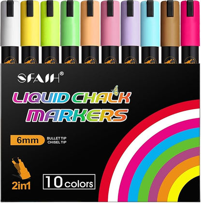 SFAIH 10 Pastel Liquid Chalk Markers by SFAIH