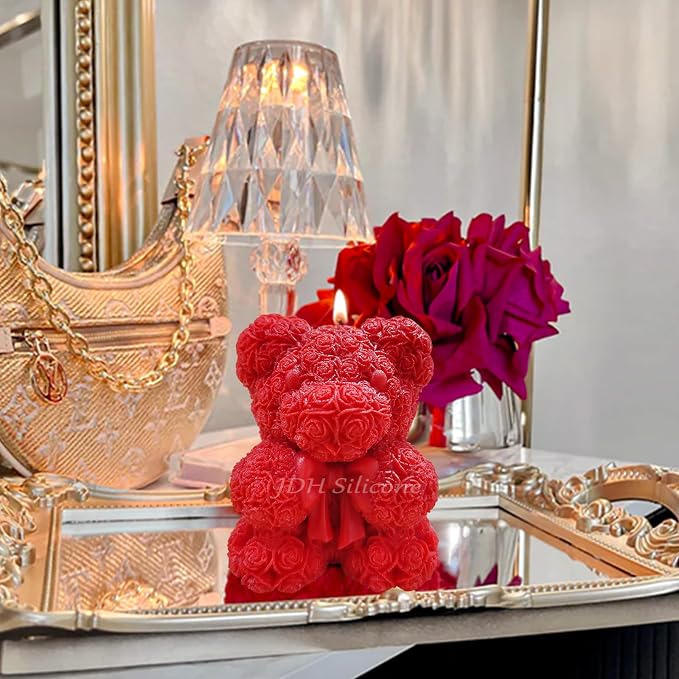 3D Bowtie Rose Bear Candle Mold - Image 5