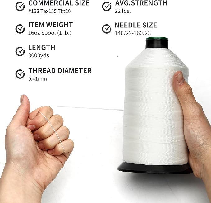 Extra Strong Bonded Nylon Thread #138 Tex135 – 16 OZ, Versatile Stitching - Image 3
