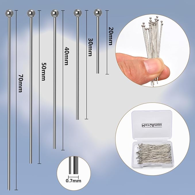 150pcs Silver Filled Ball Pins Non Tarnish Craft Earring Bracelet Jewelry - Image 2