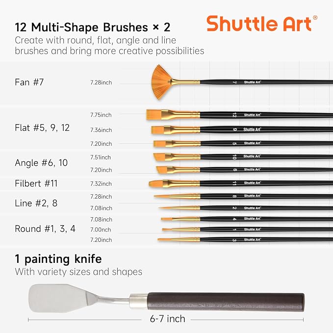 Shuttle Art 100 Colors Acrylic Paint, 2oz/60ml Bottles, Include 2 Sets of 12 - Image 6