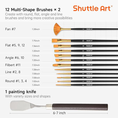 Shuttle Art 100 Colors Acrylic Paint, 2oz/60ml Bottles, Include 2 Sets of 12 - Image 6