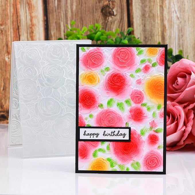 BAOFALI 3D Embossing Folder for Card Making, Floral Pattern Clear Plastic - Image 5