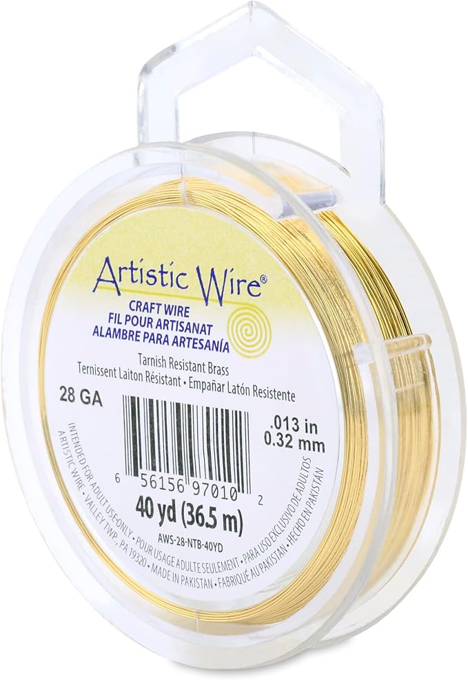 Artistic Wire, 28 Gauge Tarnish Resistant Brass Craft Wire, 40 yd by ArtisticWire