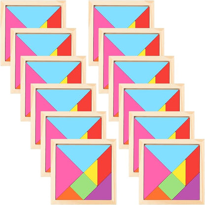 Meooeck 12 Pack Tangrams Wooden Puzzles Tangrams Classroom Set by Meooeck