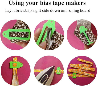 HONEYSEW Single Double Fold Bias Tape Maker Tool Kit Set Fabric Jelly Roll - Image 3