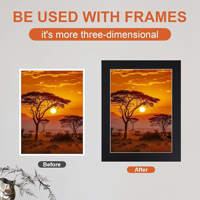 HOTUO 10 Pack Acid Free Black 11x14 Picture Frame Mats - Image 4