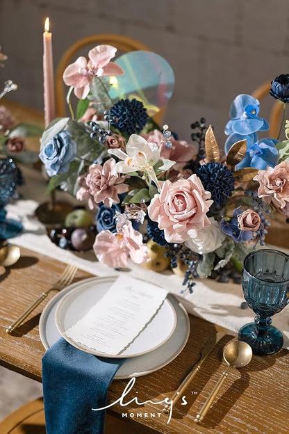 Ling's Moment Navy Blue Dahlia Foam Artificial Flowers Real Touch Faux Fake - Image 6