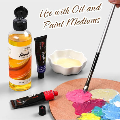 Nicpro Linseed Oil for Painting, 4oz Refined Linseed Oil Medium for Thinning - Image 3
