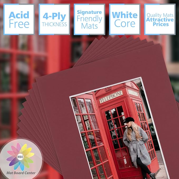 Mat Board Center, 8x10 for 5x7 Maroon Color Mats - Image 2