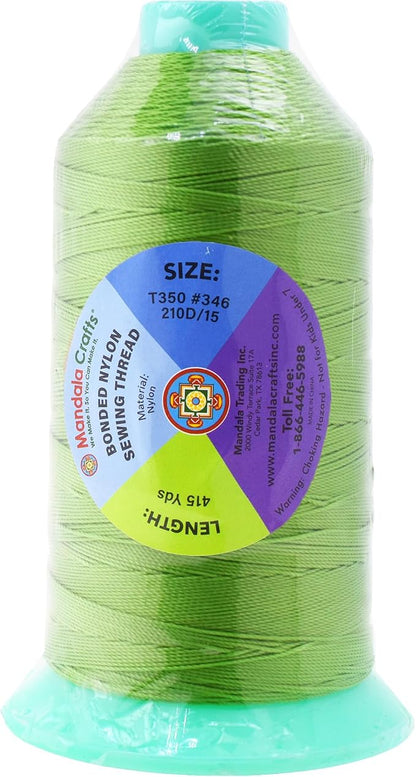 Mandala Crafts Bonded Nylon Thread Apple Green Heavy Duty Sewing Threads - Image 3