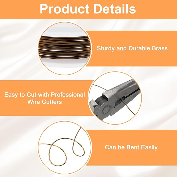 HARFINGTON 5ft Jewelry Wire, 18 Gauge Brass Craft Soft Metal Tarnish Resistant - Image 3