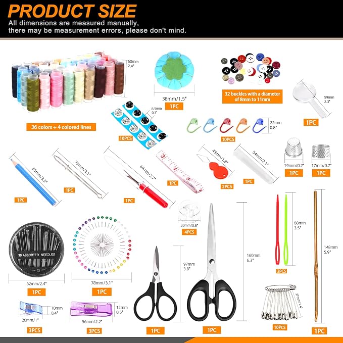 Rustark 217Pcs Sewing Kit with Portable Bag, Premium Sewing Supplies Kit - Image 2
